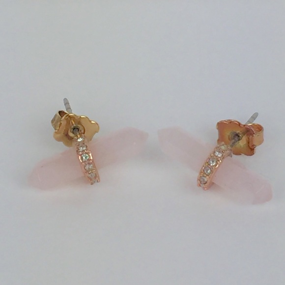 Rebecca Minkoff  Rose Quartz pave Stud Earrings - Picture 3 of 8